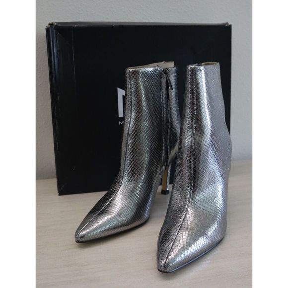 Marc Fisher LTD Sz 6.5M Silver Kendry 2 Pointed Toe High Heel Booties $229 - Picture 5 of 12